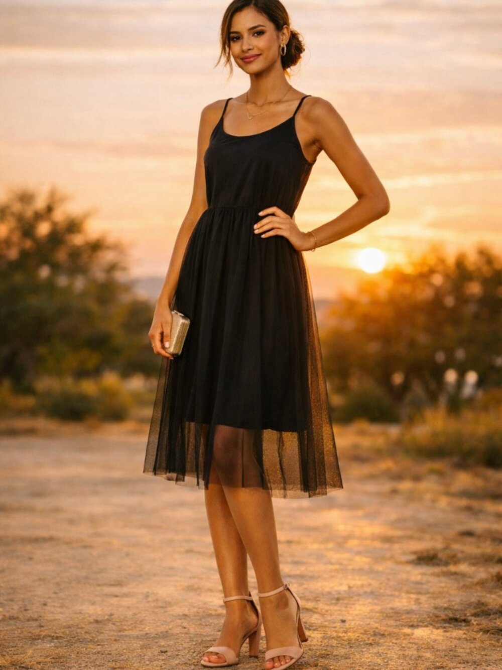 Topshop Black Tulle Ballerina Strappy Dress Size 6